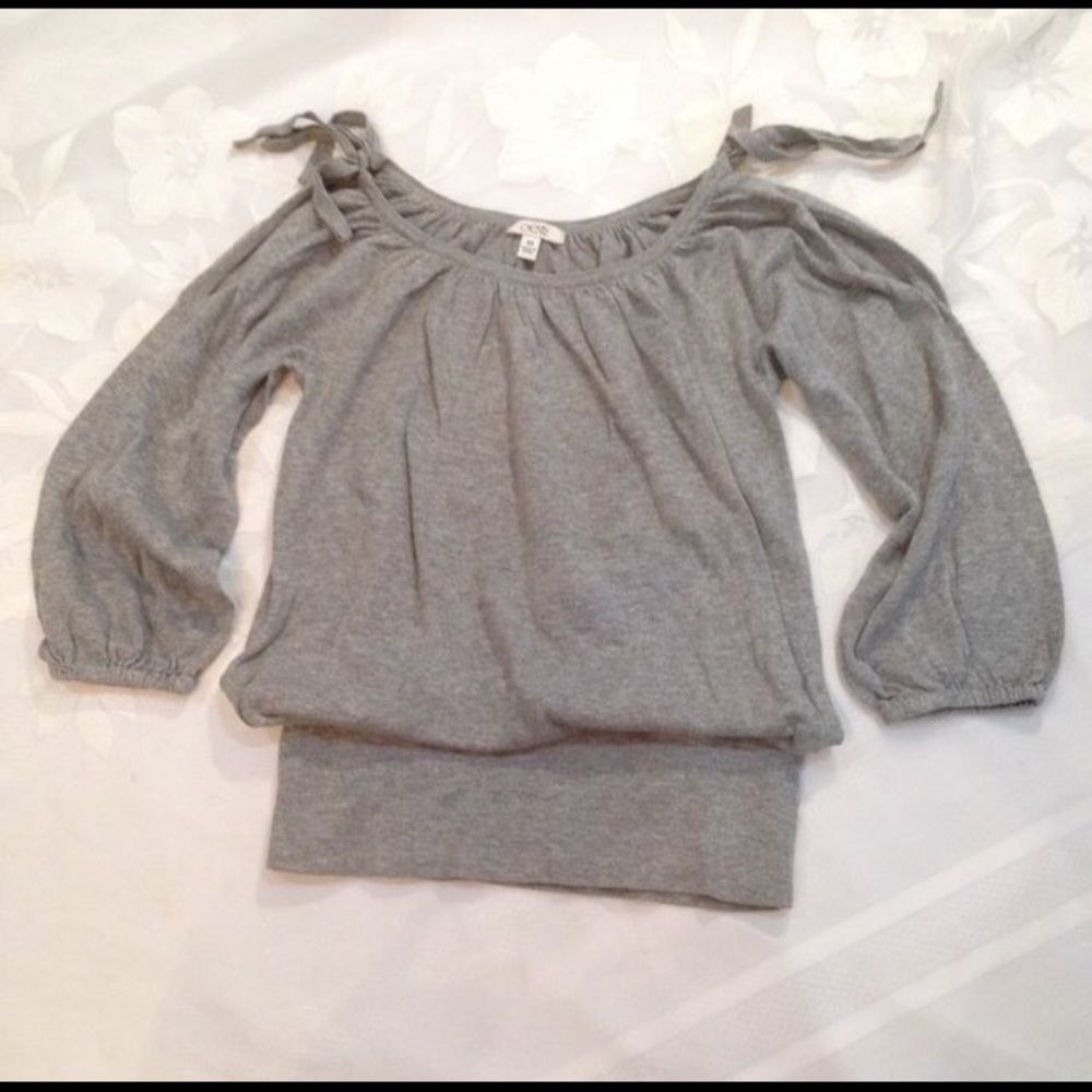 Cache Heather Gray 100% Cotton Cold Shoulder Top - Picture 5 of 6